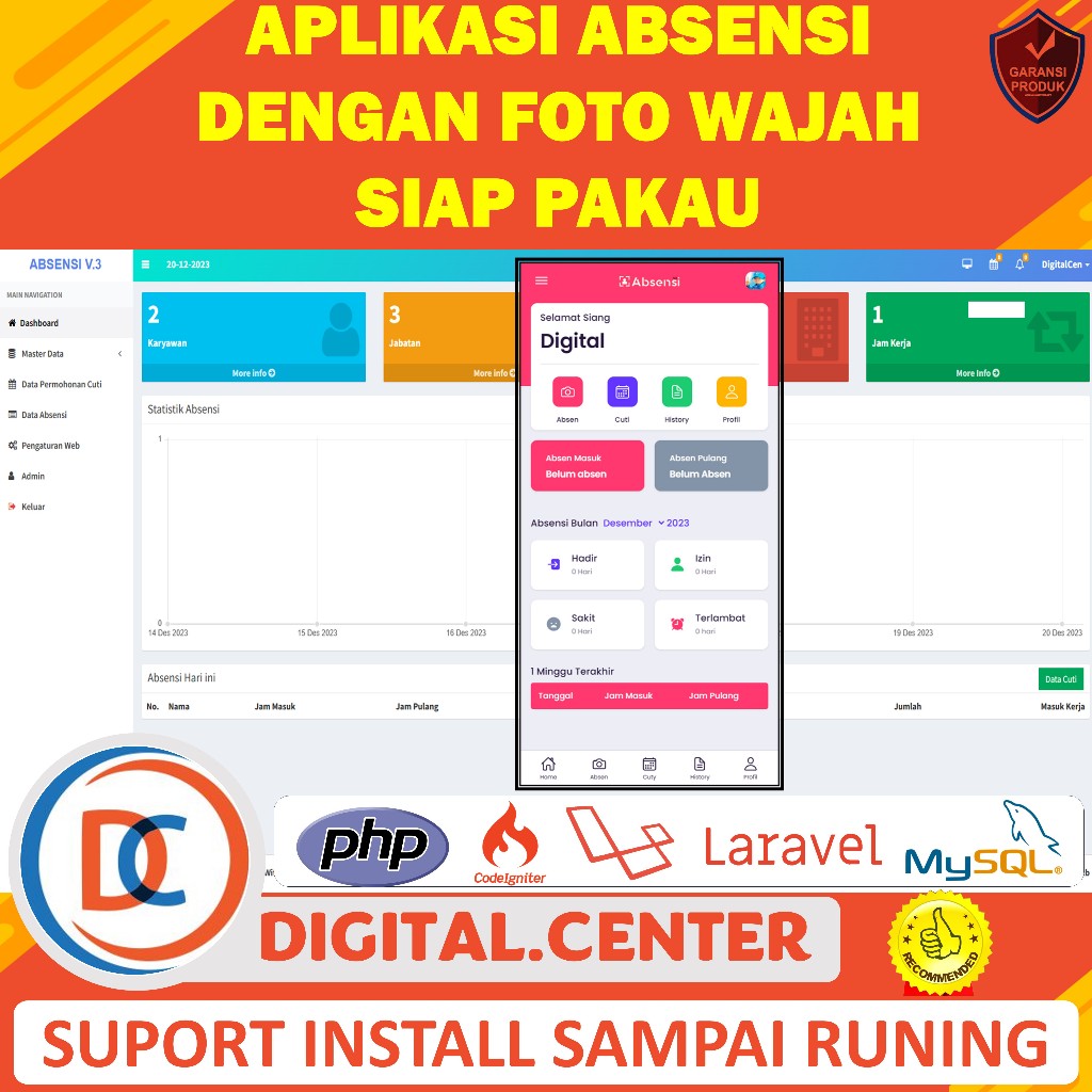 Jual Aplikasi Absensi Pegawai Mengunakan Foto Wajah Lengkap Siap Pakai