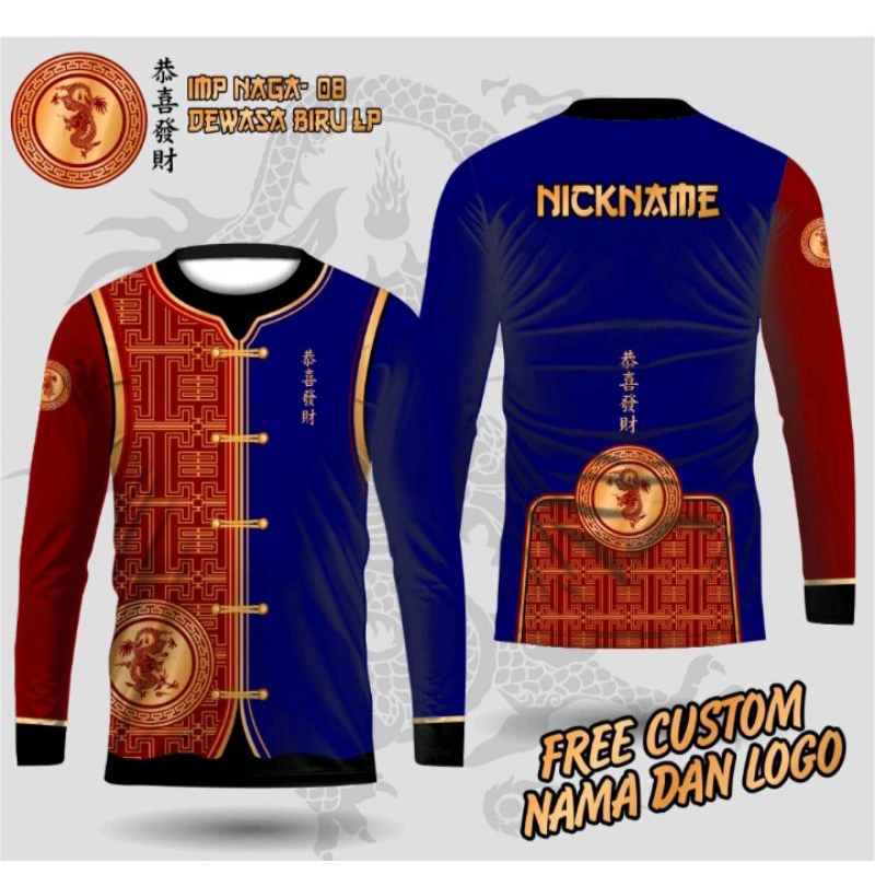 Jual Jersey Imlek Shio Naga Lengan Panjang Cheongsam Naga Gong Xi Fa