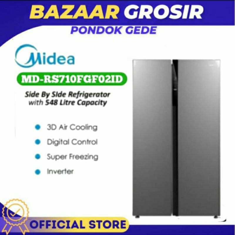 Jual KULKAS SIDE BY SIDE MIDEA MDRS710FGF02ID MDRS 710FGF02 KAPASITAS