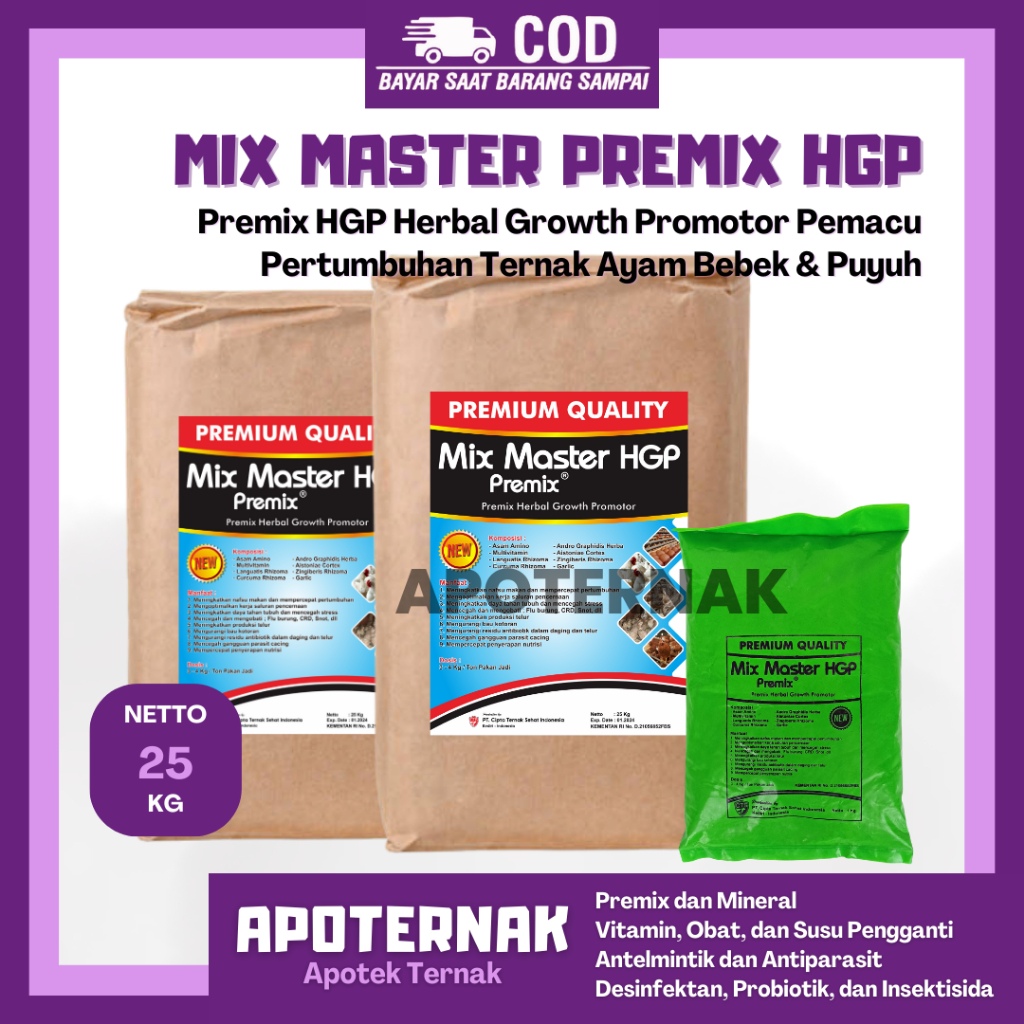 Jual MIX MASTER HGP 1 Sak 25 Kg Premix HGP Herbal Growth Promotor