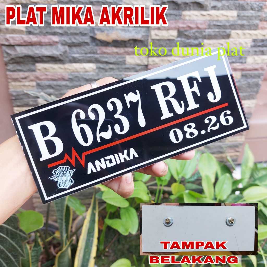 Jual Plat Nomor Motor Akrilik Variasi Hitam Custom Baut Tanam Keren