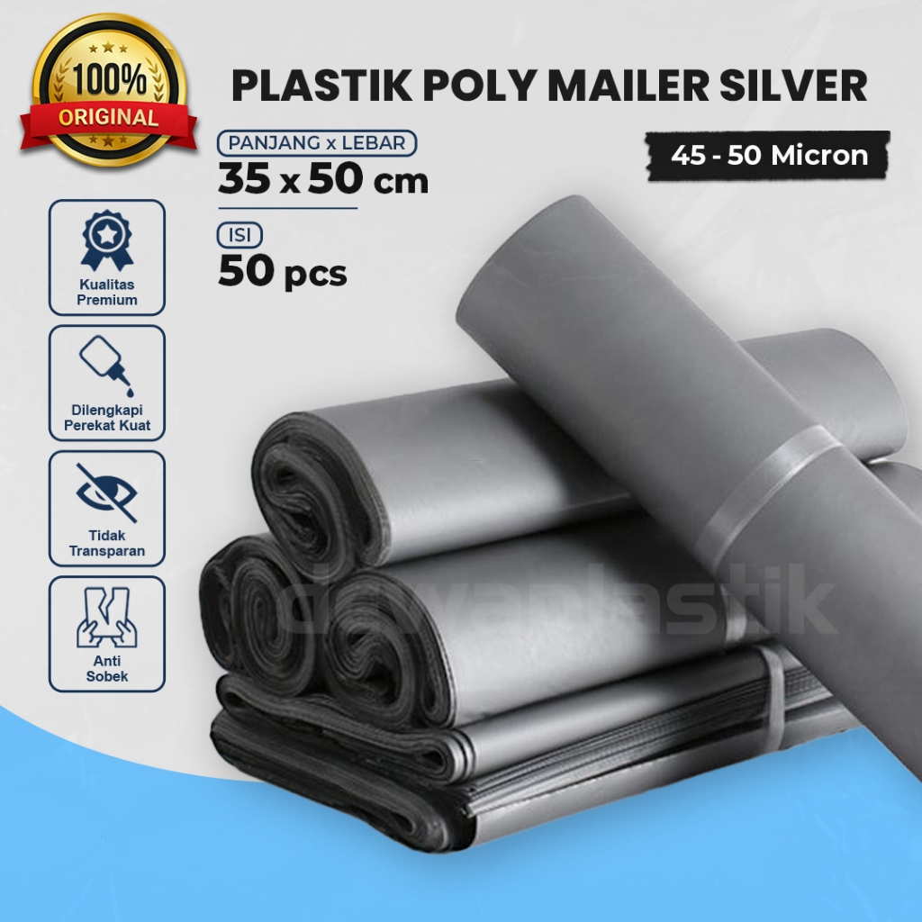 Jual Polymailer 35x50 Cm Silver Isi 50 Pcs Polymailer Kantong Plastik