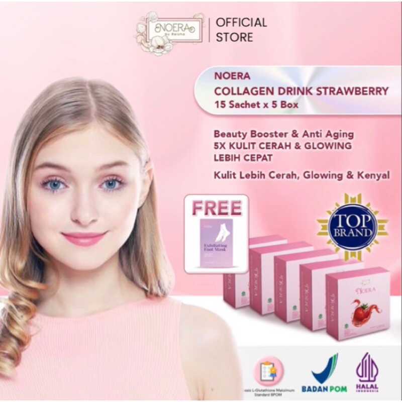 Jual Paket Noera Collagen Drink 5 Box Free Foot Mask Minuman