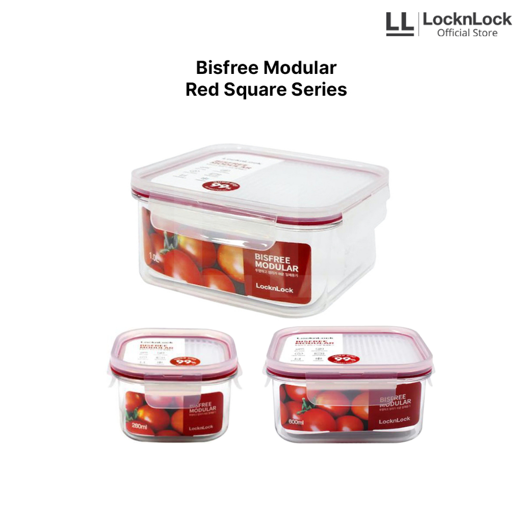 Jual Locknlock Bisfree Modular Red Square Series Shopee Indonesia