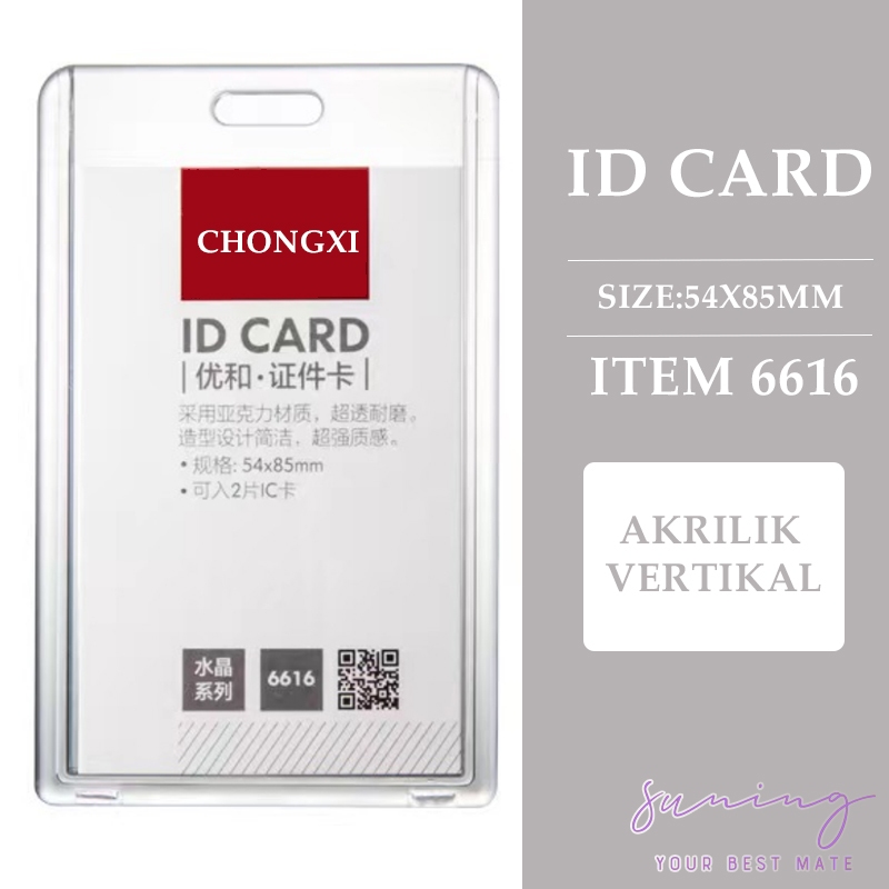 Jual Tempat Kartu Id Card Akrilik Sisi Bening Transparan Vertikal