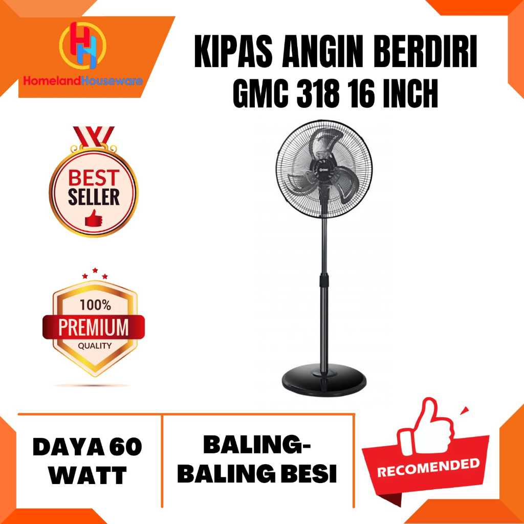 Jual KIPAS ANGIN BERDIRI GMC 318 16 INCH STAND FAN GMC 318 KIPAS ANGIN