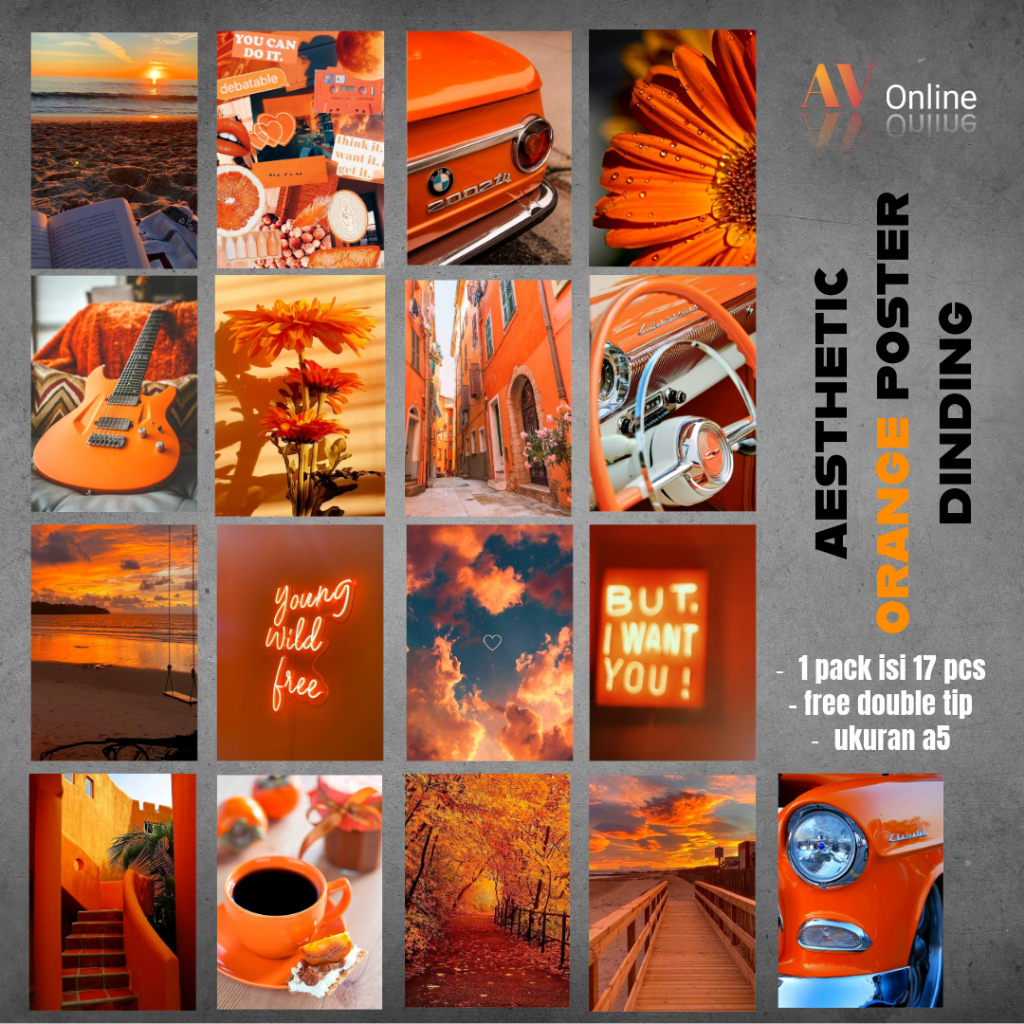 Jual AV Online POSTER AESTHETIC POSTER DINDING AESTHETIC ORANGE