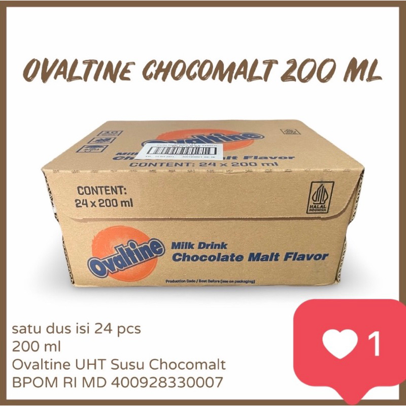 Jual Ovaltine Susu Uht Rasa Chocomalt Ml Karton Isi Pcs