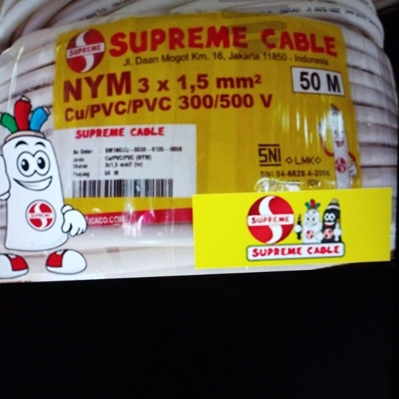 Jual KABEL LISTRIK NYM 3X1 5MM 3X1 5 MM SUPREME KAWAT TUNGGAL 50 METER