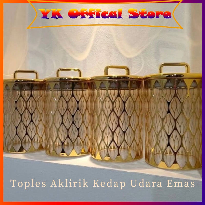 Jual COD Toples Aklirik Kedap Udara Gold Emas Toples List Gold