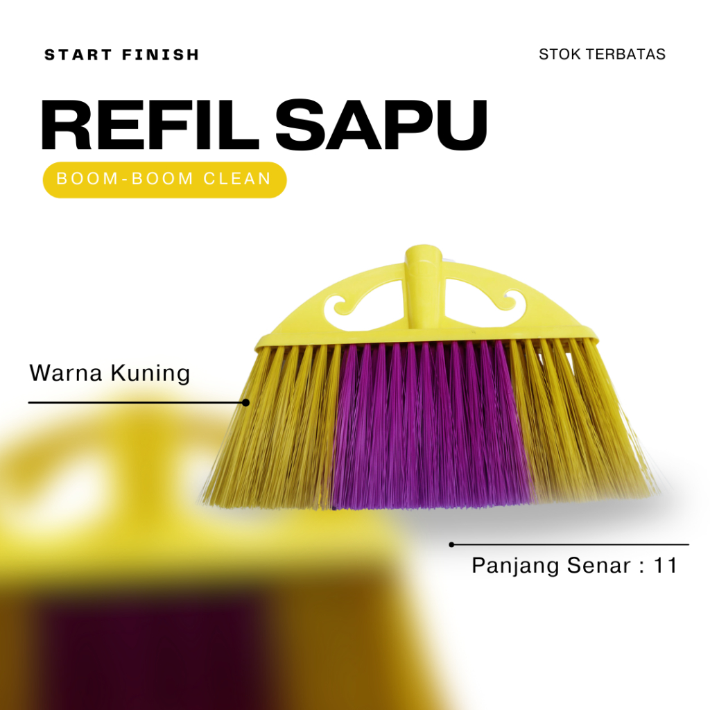 Jual Refill Sapu Lantai Nilon Kumis Warna BOOM BOOM CLEAN Refil Tanpa