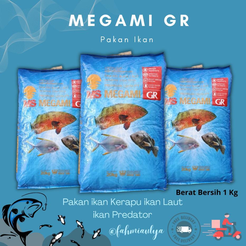 Jual MEGAMI GR Repack 1 Kg Pelet Ikan Kerapu Kakap Koi Ikan Hias