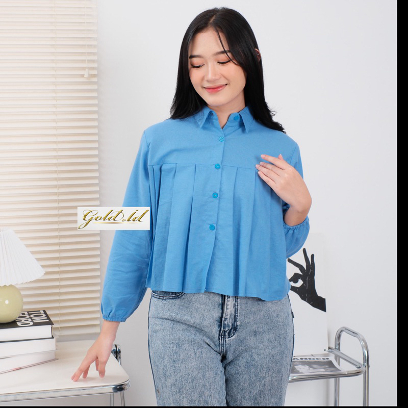 Jual Msmo Dear Top Longsleeve Pleats Shirt Kemeja Wanita Kemeja Lengan