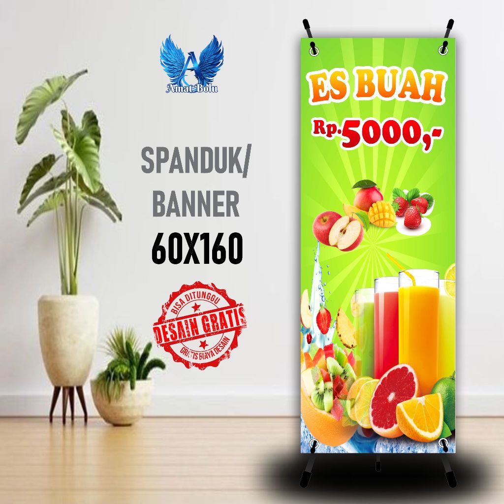 Jual Cetak Banner Cetak Spanduk Es Buah Ukuran X Cm Bisa Request