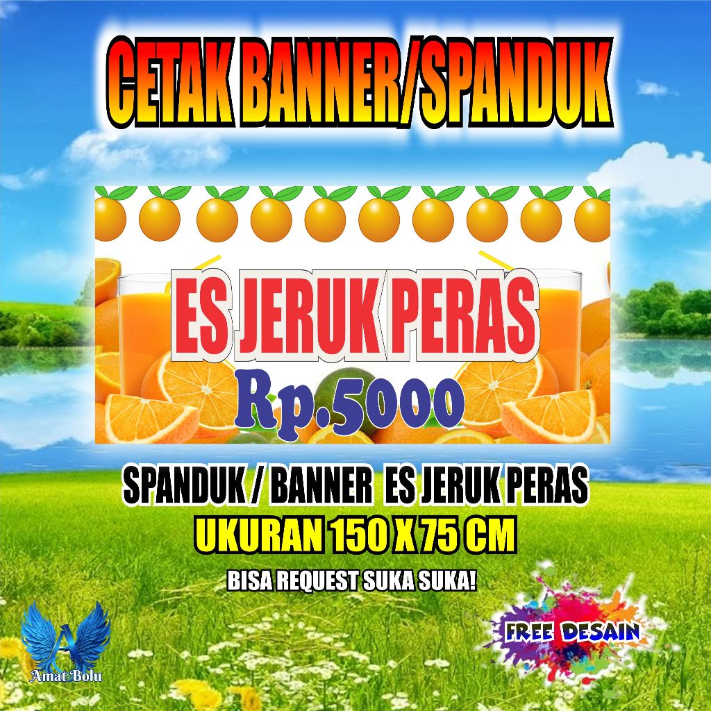 Jual Cetak Banner Cetak Spanduk ES JERUK PERAS RP 5000 UKURAN 150X75 CM