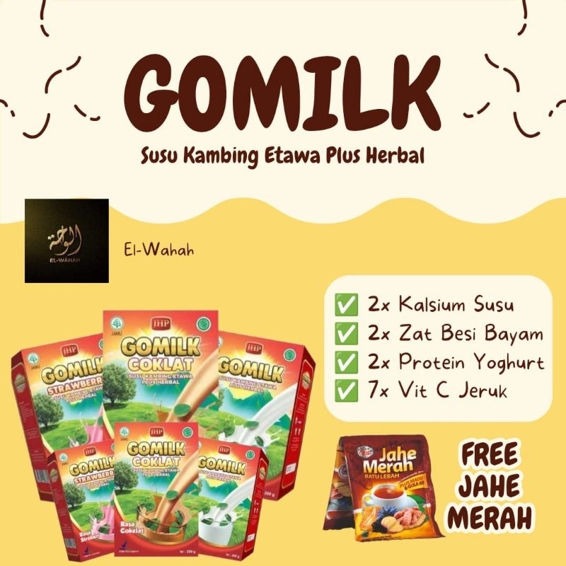 Jual Gomilk Susu Kambing Etawa Plus Herbal Alami Daun Kelor Kemasan