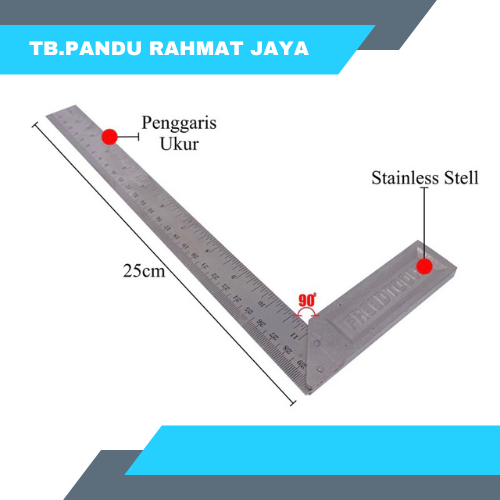 Jual Penggaris Siku Tukang Besi Pasekon Ukur Cm Inch Grafir Jumbo