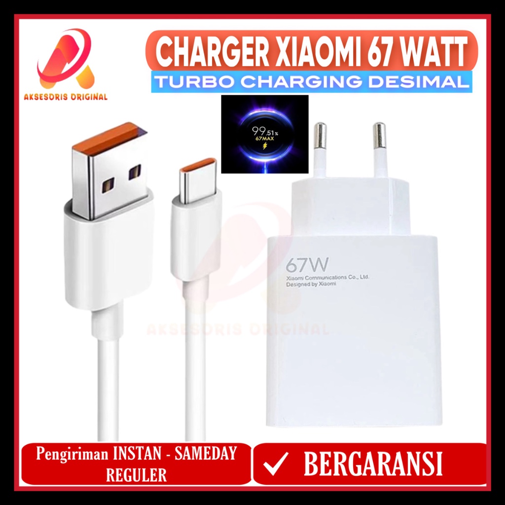 Jual CHARGER XIAOMI REDMI TYPE C TURBO CHARGING DESIMAL 67W 33W