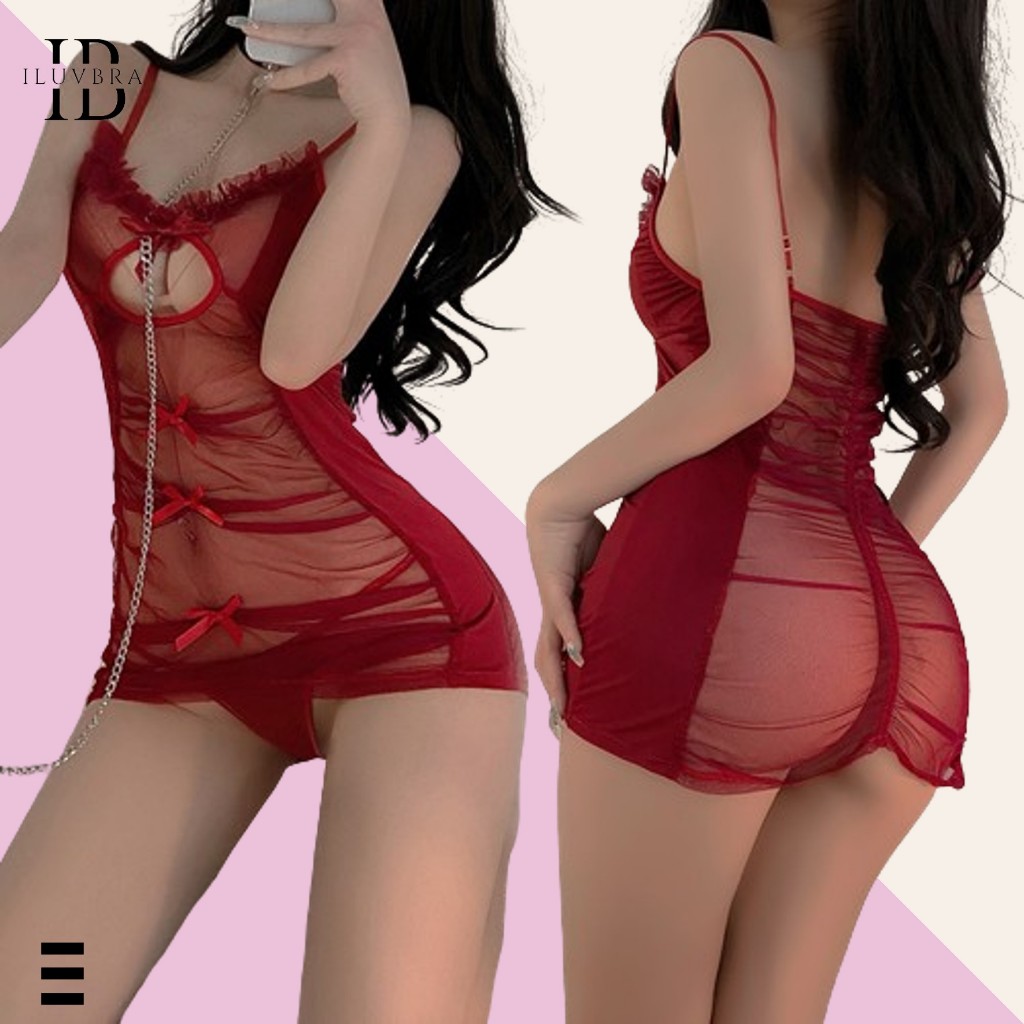 Jual ILUVBRABT1518 Lingerie Sexy Pakaian Wanita Transparan Dress