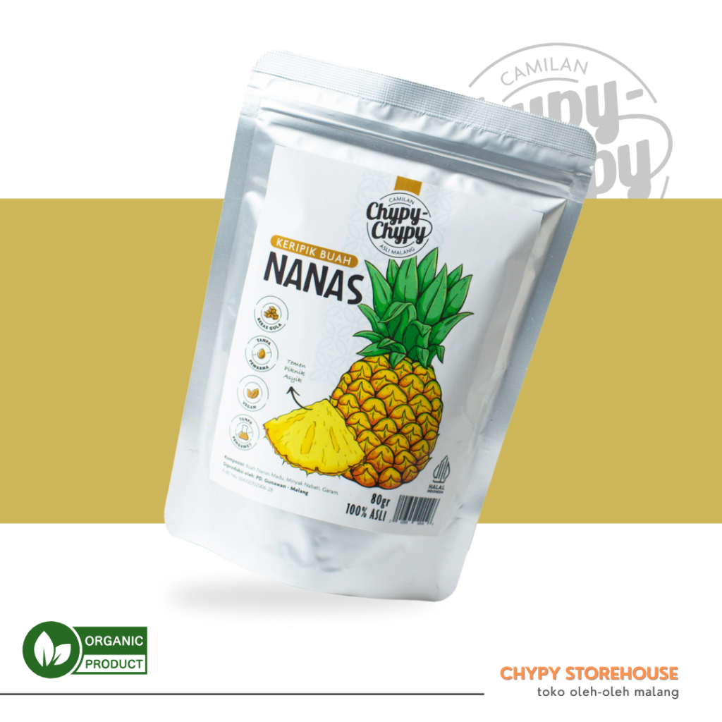 Jual Keripik Buah Nanas Madu Kualitas Super Chypy Kemasan Pouch