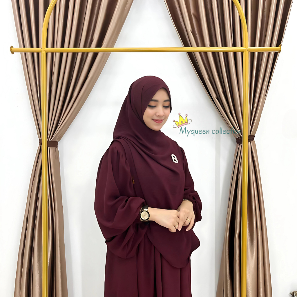 Jual Gamis Set Hijab Luna Syar I Pasmina Oval Cringkel Airflow Premium