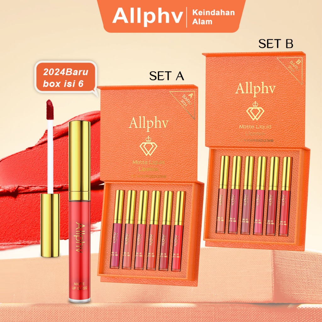 Jual Allphv Matte Lipstik Set Box Isi 6pcs Velvet Mist Lipstik Tahan