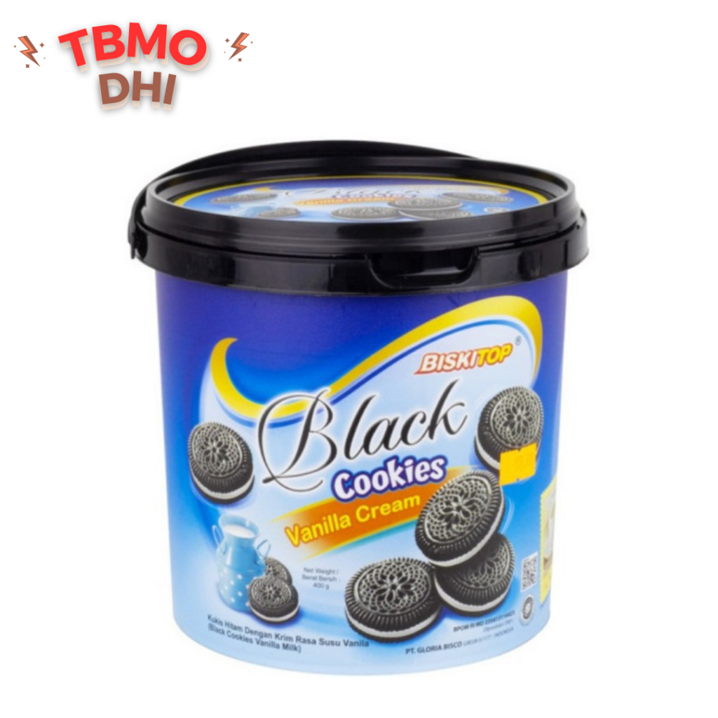 Jual BISKUIT LEBARAN BISKITOP BLACK COOKIES VANILLA CREAM 400GR