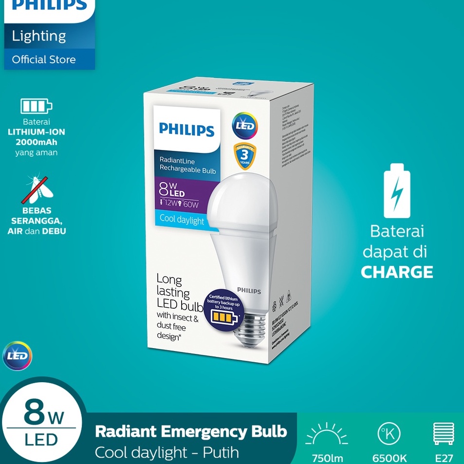 Jual Philips Radiantline Rechargeable Ledbulb W K Shopee Indonesia