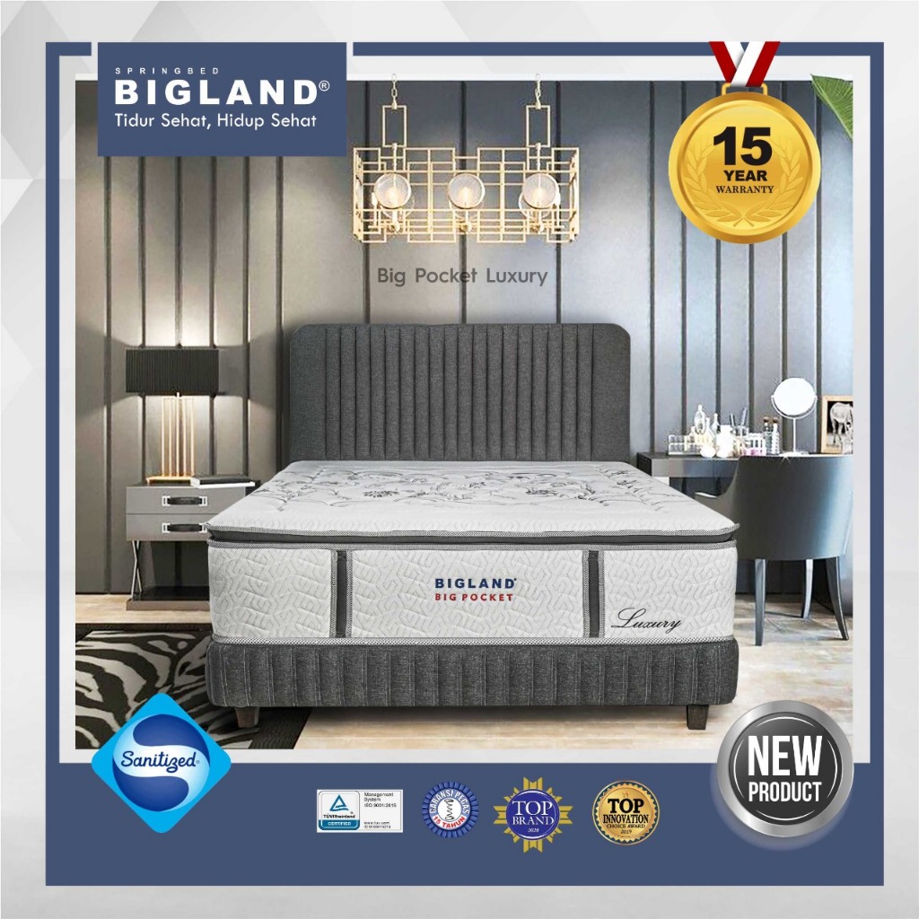 Jual Bigland Springbed Big Pocket Luxury Kasur Set FREE BANTAL