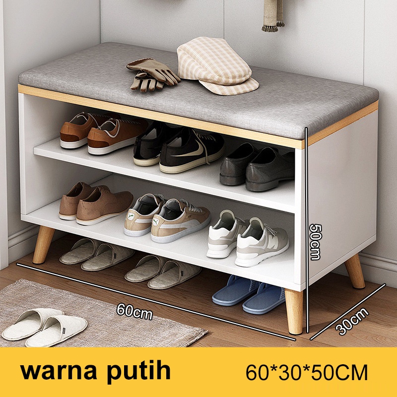 Jual Ih Rak Sepatu Susun Puff Duduk Rak Sepatu Sofa Lemari Sepatu Kayu