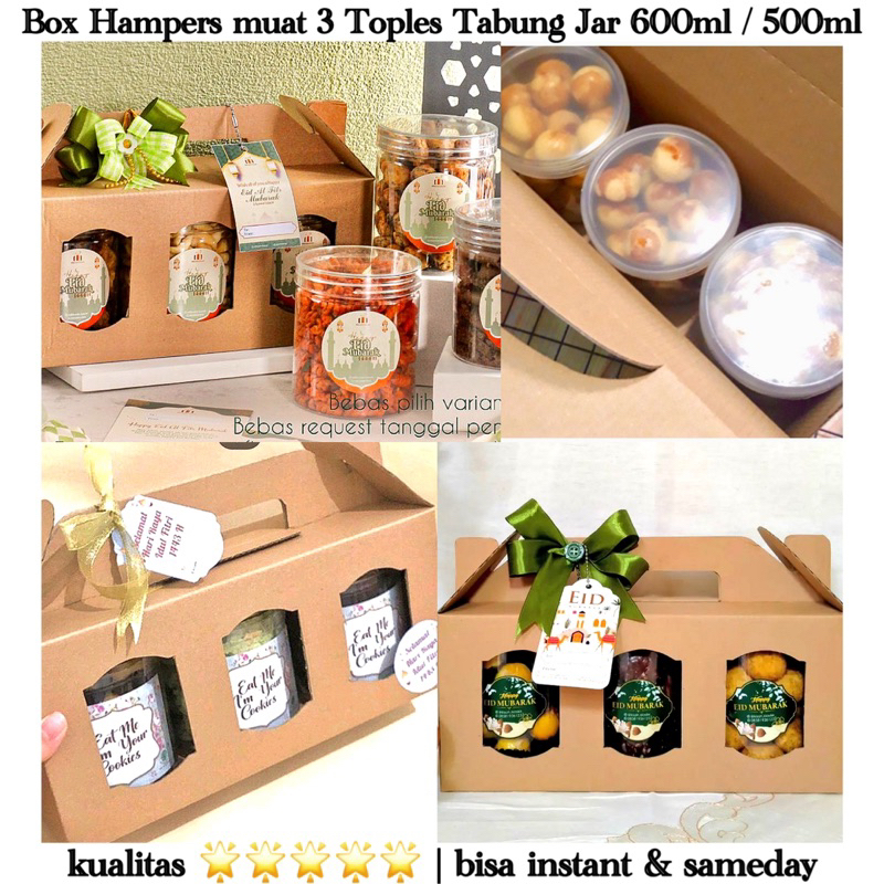 Jual Box Hampers Tebal Kotak Muat 3 Toples Tabung Jar 500 Ml 600 Ml