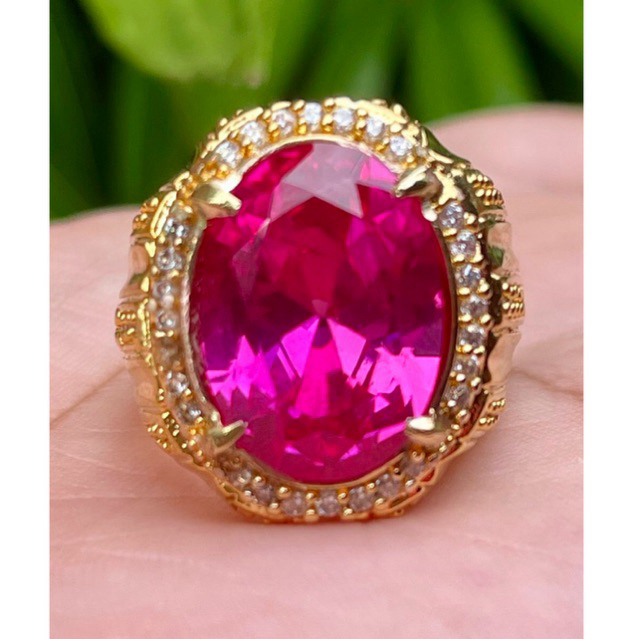 Jual Cincin Batu Akik Permata Merah Siam Rose Oval Top Kristal Shopee