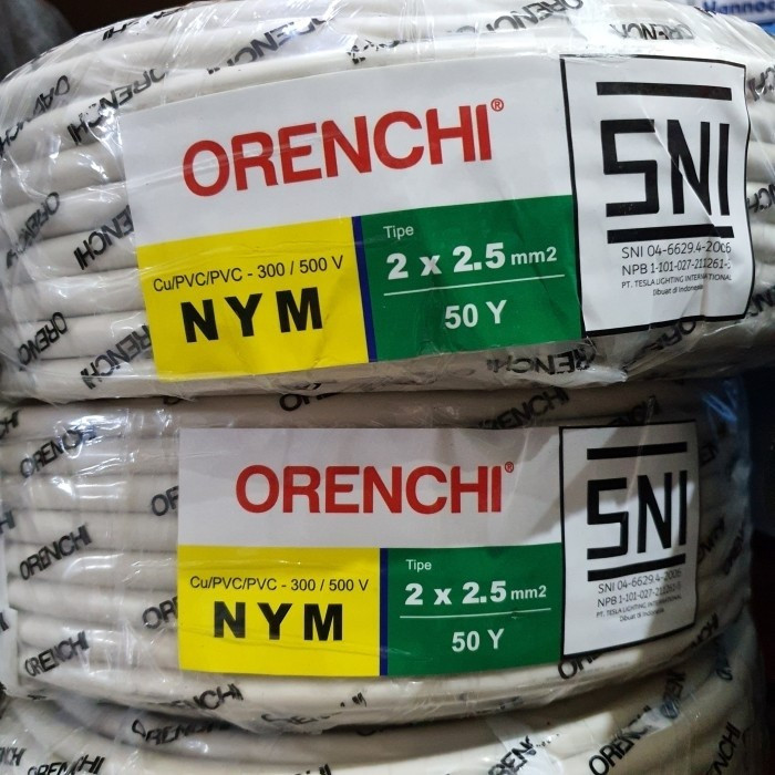 Jual Kabel Listrik Tunggal NYM 2 X 2 5mm Orenchi 2x2 5mm Putih Perrol