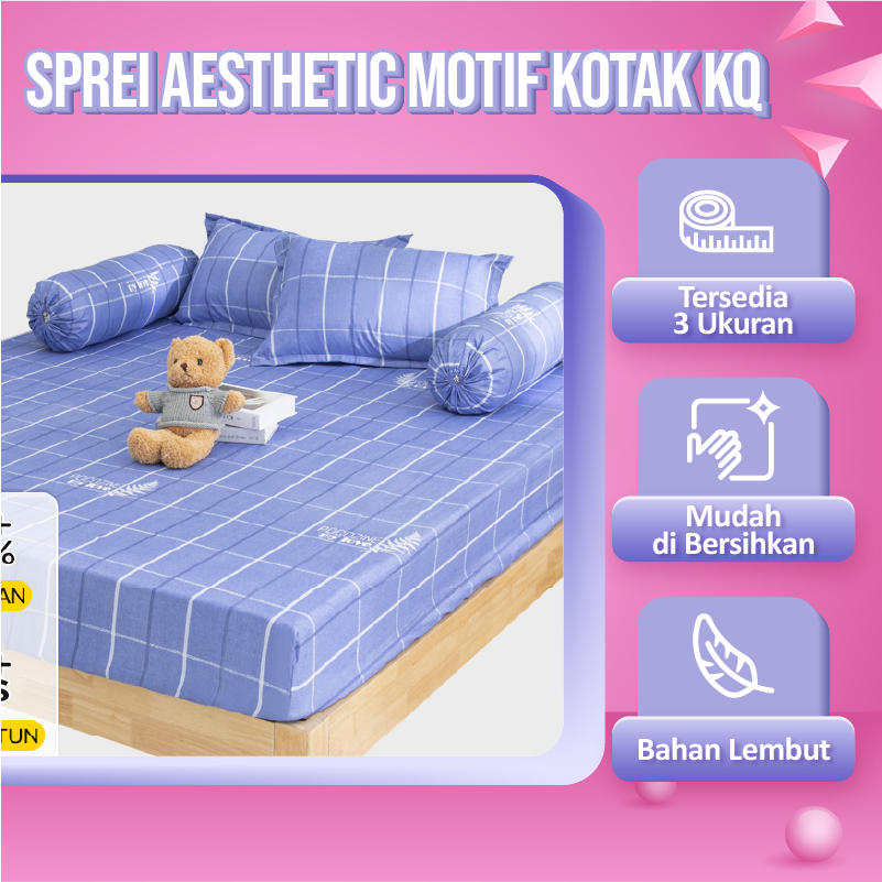 Jual Futureworld Sprei Aesthetic Motif Kotak Ala Korea Free Sarung