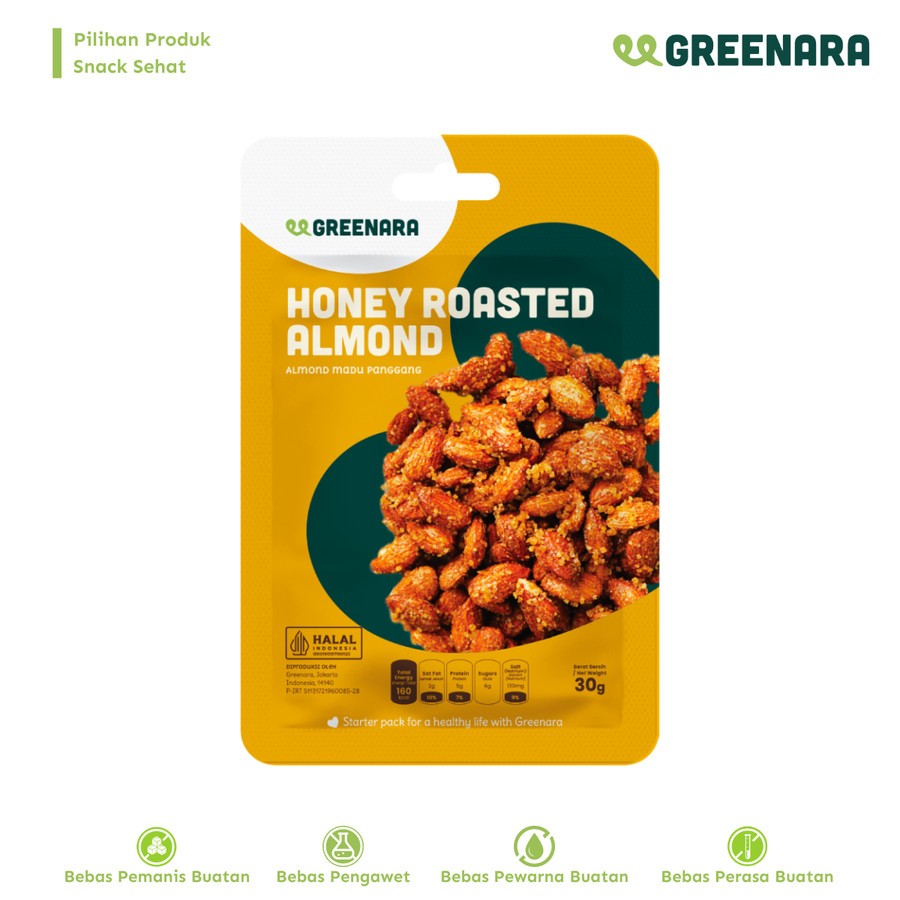 Jual Greenara One Serving Honey Roasted Almond 30g Almond Madu