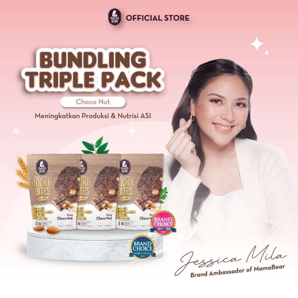 Jual Mamabear Kookie Bites Bundling Triple Pack Choco Nut Kukis Asi