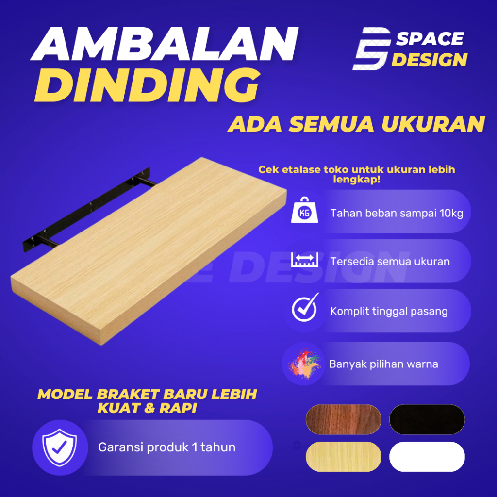 Jual Rak Ambalan Dinding Minimalis Extra Lebar 20 Cm Buku Kayu Tempel