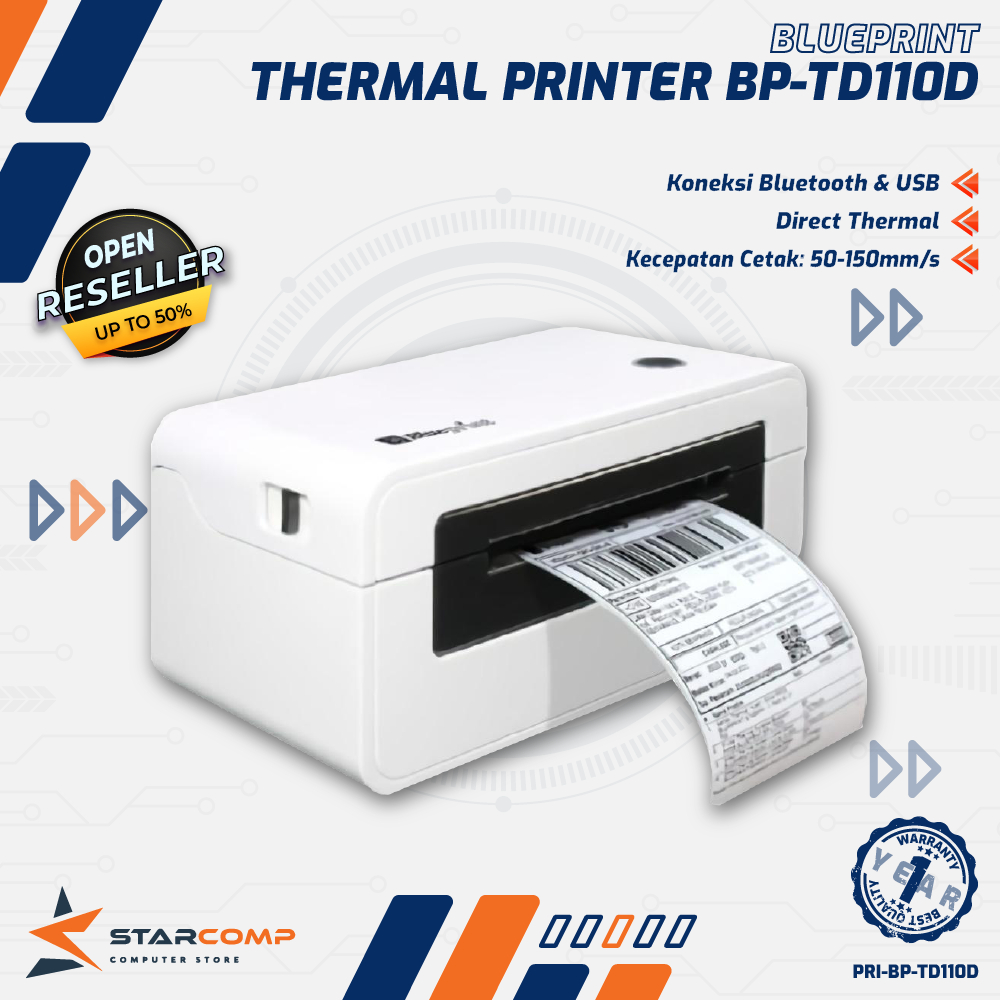 Jual Blueprint TD110D Printer Thermal Bluetooth USB Barcode Label