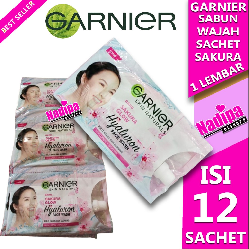 Jual GARNIER SAKURA GLOW HYALURON FACE WASH 1 LEMBAR ISI 12 SACHET