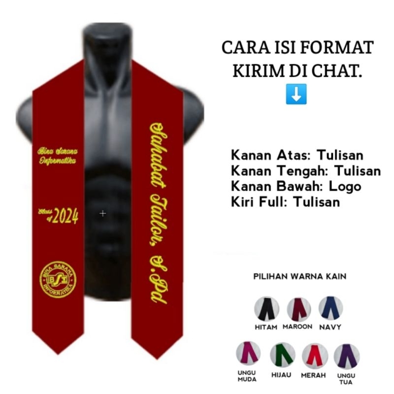 Jual 1 HARI JADI SELEMPANG WISUDA PREMIUM 2 LAPIS BLUDRU BORDIR