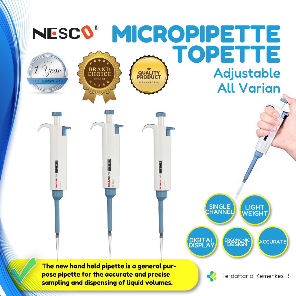 Jual Micropipette Toppette Adjustable All Varian Dragon Lab Shopee