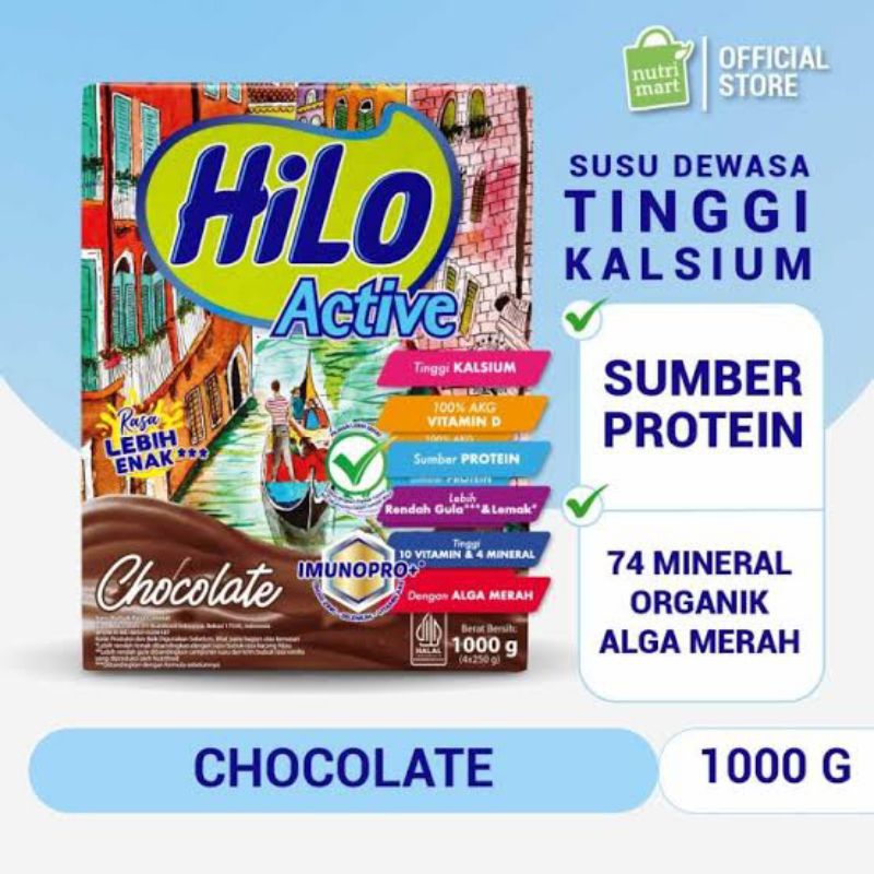 Jual Susu Hilo Active Chocolate Susu Tinggi Kalsium Dewasa 1000G