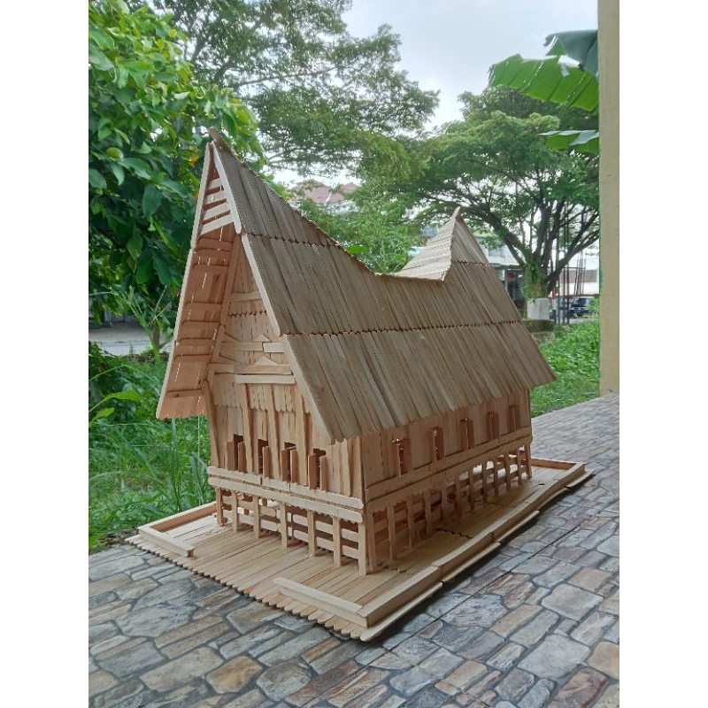 Jual Miniatur Rumah Adat Batak Bolon Sumatra Dari Stik Es Krim Ukuran