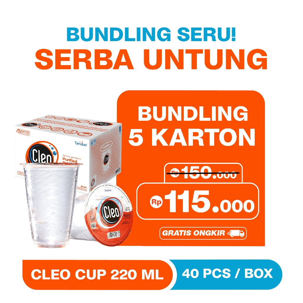 Jual Cleo Air Murni Cup 220 40 Pcs Bundling Hemat 5 Karton Shopee