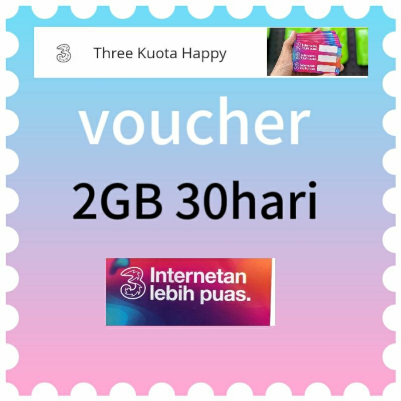 Jual Voucher Tri 2GB Nasional 30 Hari Shopee Indonesia