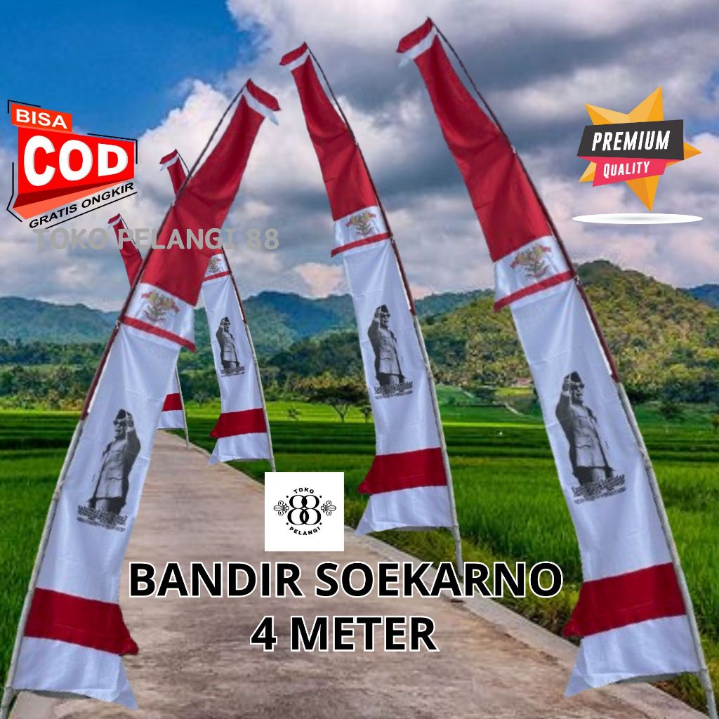 Jual Umbul Umbul Soekarno Jumbo Bandir Bendera Merah Putih Panjang