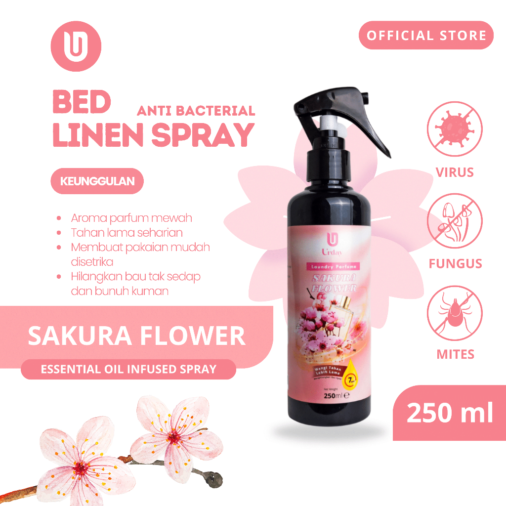 Jual Parfum Laundry Sakura Grade A Room Linen Spray Anti Bacterial