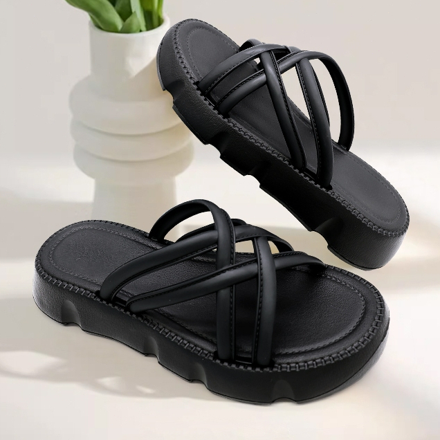 Jual Fentina Sandal Wanita Elegan Sendal Slop Tali Silang Slip On