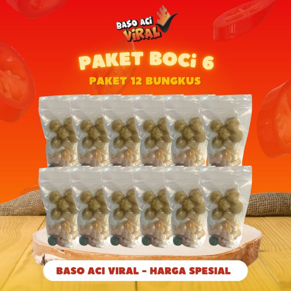 Jual PAKET HEMAT 12 BUNGKUS BASO ACI INSTAN SUPER MURAH BOCI ISI 6