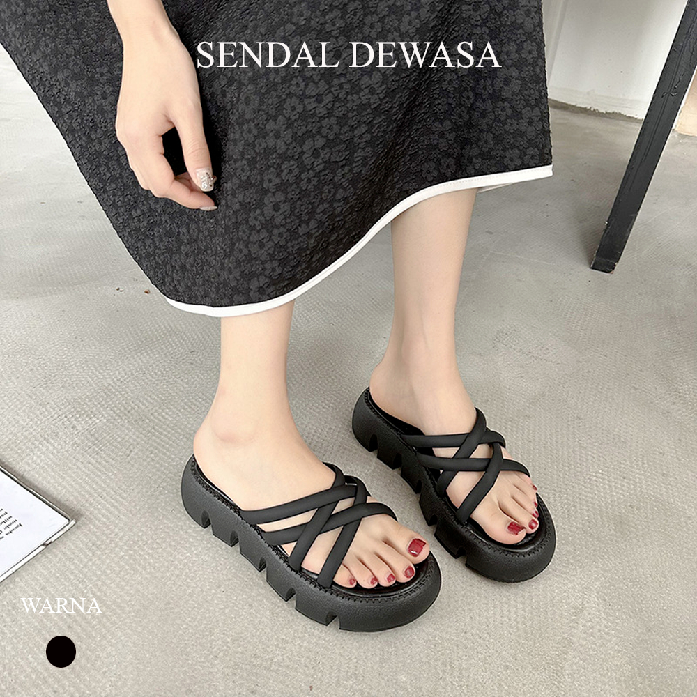 Jual Sendal Wanita Dewasa Selop Silang Tali Ringan Lentur Anti Slip